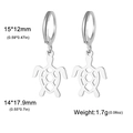 Boucles d'oreilles créoles en acier argenté avec pendentifs tortue pour femmes - Tortue Creuse - Acier