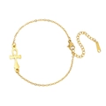 Gold stainless steel chain bracelet featuring a polished Ankh cross life symbol pendant - Gold Cross Chain