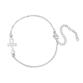 Silver stainless steel Ankh cross pendant bracelet with adjustable chain and lobster clasp - Silver Cross Chain