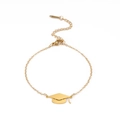 Polished gold stainless steel graduation cap pendant bracelet with adjustable chain link - Gold Cross Chain Doctoral Hat 6