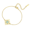 Goldenes Edelstahl-Keltenknoten-Doppelkettenarmband mit hellblauer Steinperle - Stil 5-Sonnenstrahl Geometrisch / Goldene Gliederkette