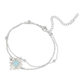 Zweilagiges Edelstahlarmband mit blauem Hexenknoten-Anhänger und eleganter Halbmond-Verzierung - Stil 5-Sonnenstrahl Geometrisch / Doppellagige Kette Silber