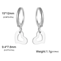 Boucles d'oreilles créoles avec pendentif cœur évidé en acier inoxydable argenté - Cœur Creux - Acier