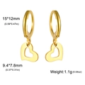 Boucles d'oreilles créoles dorées avec pendentif en cœur en acier inoxydable poli - Cœur Creux - Or