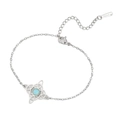 Silbernes Keltenknoten Armband mit hellblauem Steinanhänger aus Edelstahl gefertigt - Stil 6-Keltischer Knoten / Kreuzkette Silber
