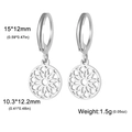Boucles d'oreilles créoles en acier argenté avec pendentifs à motifs floraux évidés - Fleur Creuse - Acier
