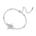 Zweilagiges Edelstahlarmband mit keltischem Knoten, blauem Stein und Silberanhängern - Stil 6-Keltischer Knoten / Doppellagige Kette Silber