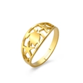 Anello regolabile in acciaio inossidabile dorato con design a tartaruga e stella marina - Oro