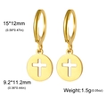 Boucles d'oreilles dorées en acier inoxydable avec croix évidée et détails de taille - Disque Croix - Or