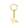 Goldener Edelstahl Schlüsselanhänger mit Hundesilhouette und Herzausschnitt Motiv - Deutscher Schäferhund (Gold)