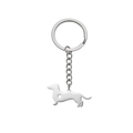 Porte-clés teckel en acier inoxydable argenté avec découpe en forme de coeur - Dachshund (Silver)