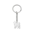 Porte-clés chien Shiba Inu en acier inoxydable poli avec découpe cœur sur fond blanc - Samoyed/Akita (Silver)