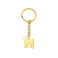 Porte-clés en acier inoxydable doré avec pendentif silhouette de chien et cœur creux - Samoyed/Akita (Gold)