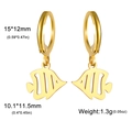 Boucles d'oreilles créoles dorées avec pendentif poisson tropical et dimensions - Poisson - Or