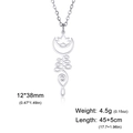 Silver stainless steel moon Unalome pendant necklace with adjustable chain dimensions - Moon Circle / Steel