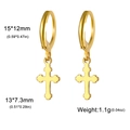 Boucles d'oreilles créoles dorées en acier inoxydable avec pendentif croix trèfle - Croix-Or