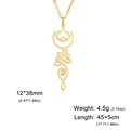 Gold stainless steel lotus moon pendant necklace with 45+5cm chain size details - Moon Circle / Gold