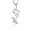 Silver stainless steel lotus flower pendant necklace with Om and Unalome symbol - Lotus Circle Style 1 / Steel