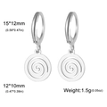 Boucles d'oreilles créoles en acier argenté avec pendentifs ronds et dimensions - Spirale - Acier