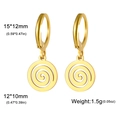 Boucles d'oreilles créoles dorées en acier inoxydable avec pendentif spirale 15x12mm - Spirale - Or