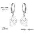 Boucles d'oreilles créoles en acier argenté avec pendentifs fraises et dimensions - Fraise - Couleur Acier