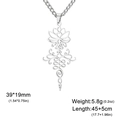 Hollow lotus pendant necklace in silver stainless steel finish with size details - Lotus / Steel