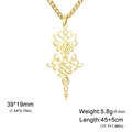 Golden stainless steel lotus mandala pendant necklace with hollowed cut-out design - Lotus / Gold