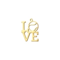 Golden stainless steel LOVE pendant with creative tennis ball pattern and O-shaped design - Gold Color Baseball Style