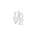 Polished silver stainless steel LOVE pendant with minimalist artistic font design - Steel Color Bowling Style