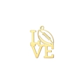Pendentif LOVE doré avec motif de football américain en acier inoxydable 304 - Style Football Couleur Or