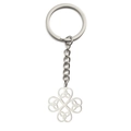 Silver stainless steel four-leaf clover keychain with Celtic knot engravings and a polished finish - Silver Celtic Knot Clover