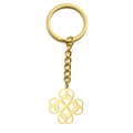 Elegant gold-tone four-leaf clover keychain with intricate Celtic knot hollow pattern - Gold Celtic Knot Clover