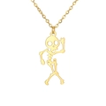 Vergoldete tanzende Skelett-Halskette aus Edelstahl für festliche Halloween-Stimmung - Gold Tanzendes Skelett Stil B