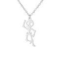 Poliertes Silber-Edelstahl-Halskette mit Anhänger in Form eines tanzenden Skeletts - Stahlschädelrahmen 3