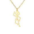 Poliertes Gold Skelett Anhänger Halskette mit Kreuzkette aus Edelstahl - Goldener Schädel 3