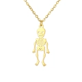 Minimalistische goldene Skelett-Halskette aus Edelstahl für Halloween-Feste - Goldener Totenkopf Strammstehen