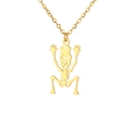 Goldene Titanstahl-Froschskelett-Halskette mit Zylinder für Halloween-Feststimmung - Er Duckte Sich Und Ergab Sich Dem Goldenen Schädel.