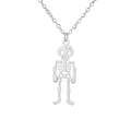 Ausgefallene Totenkopf-Halskette aus Edelstahl mit feiner Kette für modischen Festtagsstil - Stahlfarbene Totenköpfe Stehen Stramm Niedergeschlagen.