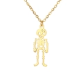 Goldene Titanstahl-Halskette mit einem Punk-Skelett-Anhänger an einer feinen Kette - Der Goldene Totenkopf Steht Stramm Niedergeschlagen.