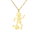 Goldene Halskette aus Edelstahl mit Skelett-Anhänger auf einem Kürbis für Halloween - Goldener Totenkopf Kniender Kürbis