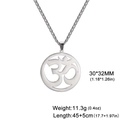 Silver stainless steel Lotus Om yoga pendant necklace with 45+5cm twisted chain - Silver Large Om Symbol
