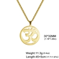 Golden stainless steel Lotus Om pendant necklace with 30*32mm size and 45+5cm chain - Gold Large Om Symbol