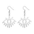 Boucles d'oreilles œil creux en acier inoxydable argenté avec crochet style géométrique - Œil Ajouré Acier