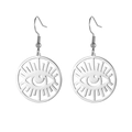 Silver 304 stainless steel hollow eye star pendant earrings with polished finish - Steel Color Eye