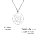 Silver stainless steel Om lotus pendant necklace with solar rays and dimensions - Silver Sun Yoga Symbol