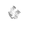 Adjustable silver stainless steel ring featuring minimalist hollow five-petal flower design - Five-petal Flower Style / Silver