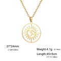 Golden OM Lotus Yoga pendant necklace in 304 stainless steel with sunray details - Gold Sun Yoga Symbol
