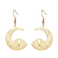 Golden lotus moon hollowed earrings in high-grade 304 stainless steel yoga jewelry - Gold Lotus Moon