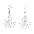 Silver stainless steel lotus flower earrings with hollow round yoga jewelry design - Steel Color Lotus