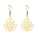 Golden lotus flower cutout drop earrings made of stainless steel for women yoga style - Gold Lotus